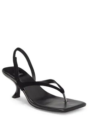 Jeffrey Cambell Fused Sandal Strappy Square-Toe Slingback Heels in Black Sz 6.5
